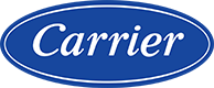 Carrier logo in blue oval shape representing the heating and cooling brand