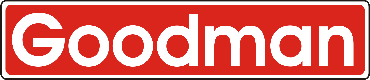 Goodman HVAC logo in bold red letters with a black outline