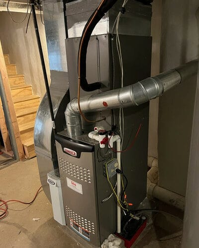 Lennox furnace system with ductwork installed in a residential basement
