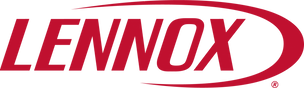 Lennox logo in bold red font representing the heating and cooling systems brand