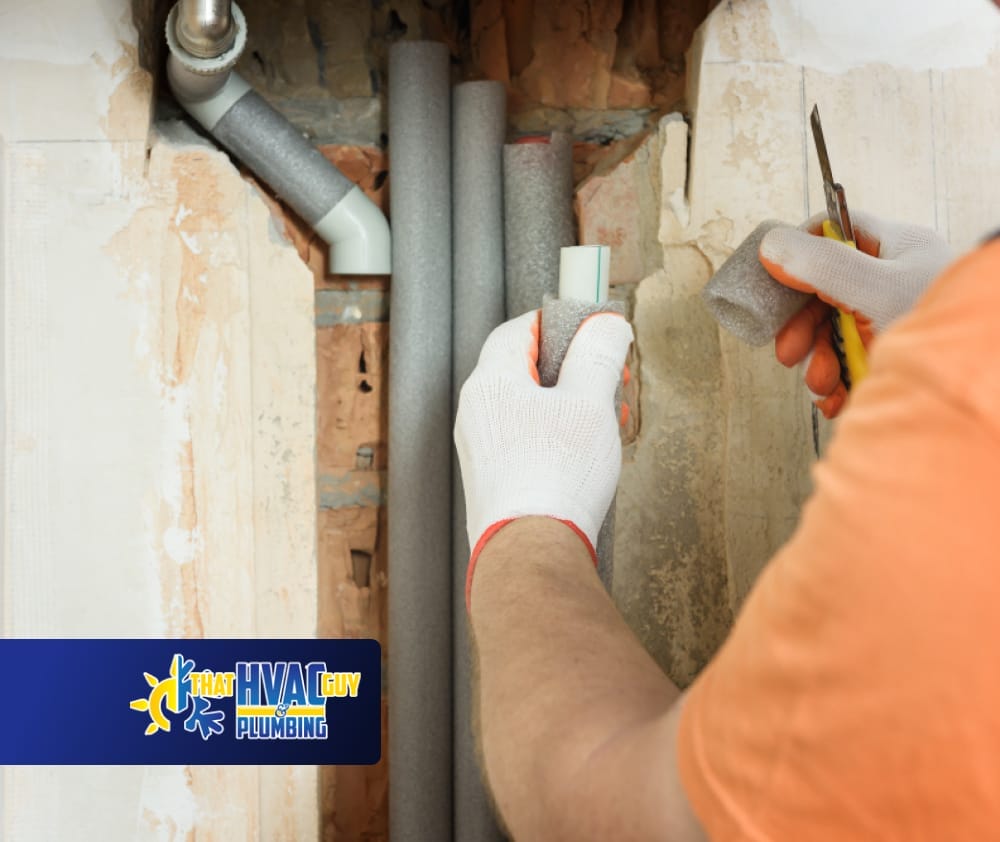 Installing an insulation pipes for freeze protection