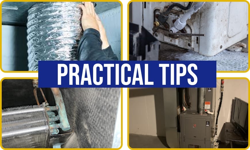 HVAC technician providing practical tips and demonstrating equipment maintenance.